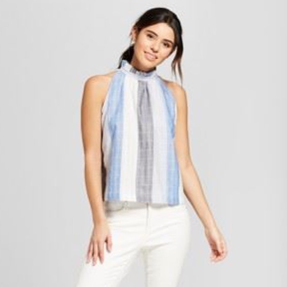 Universal Thread Tops - Universal Thread - Blue Striped High Neck Tank